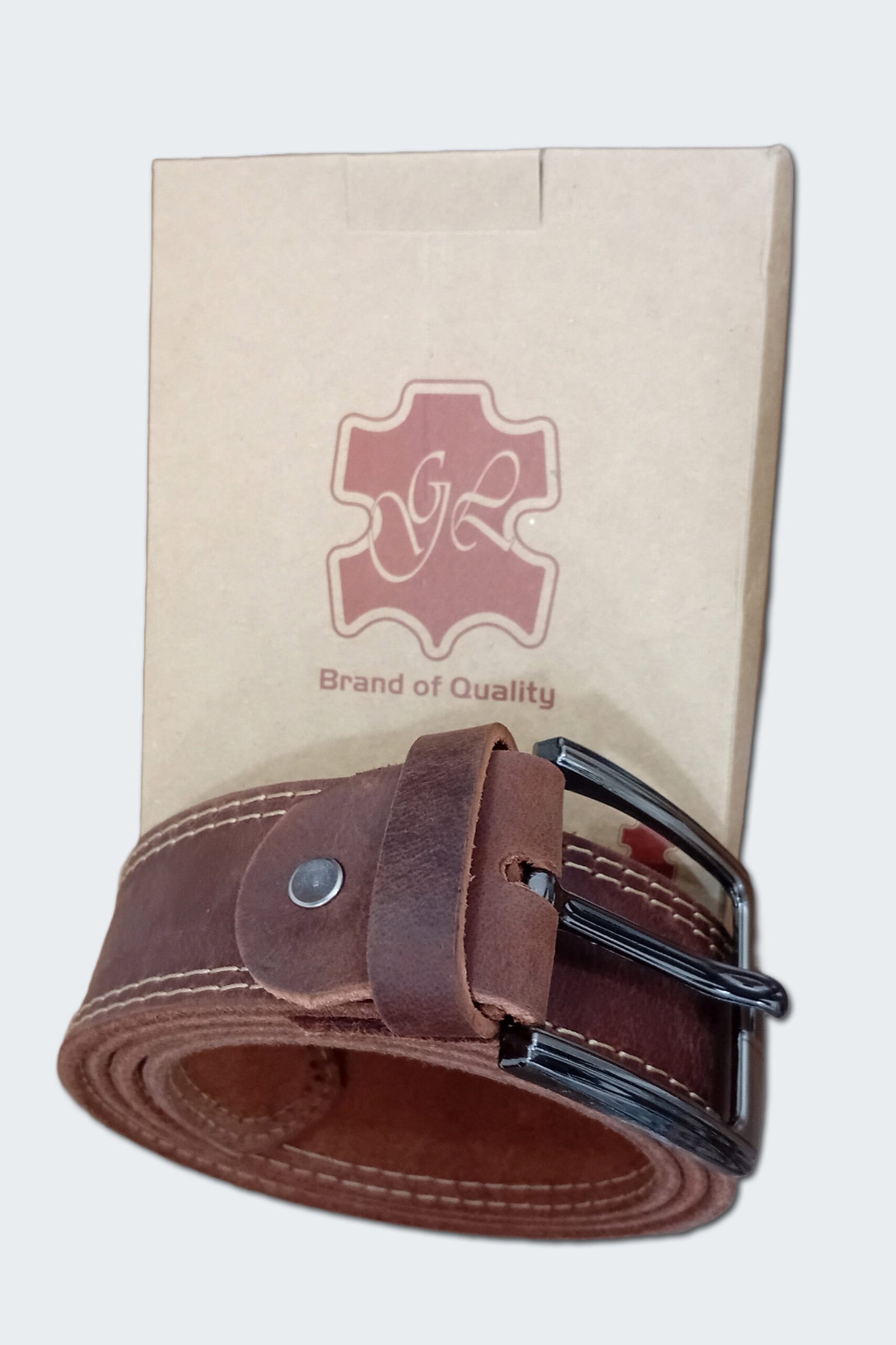 Premium Genuine Leather Belt for Men – Classic Brown with Metal Buckle - Image 4