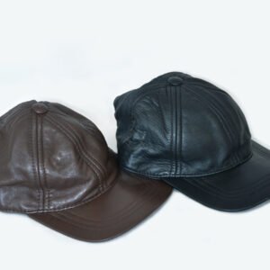 Unisex Genuine Leather Baseball Caps – Classic Black & Brown