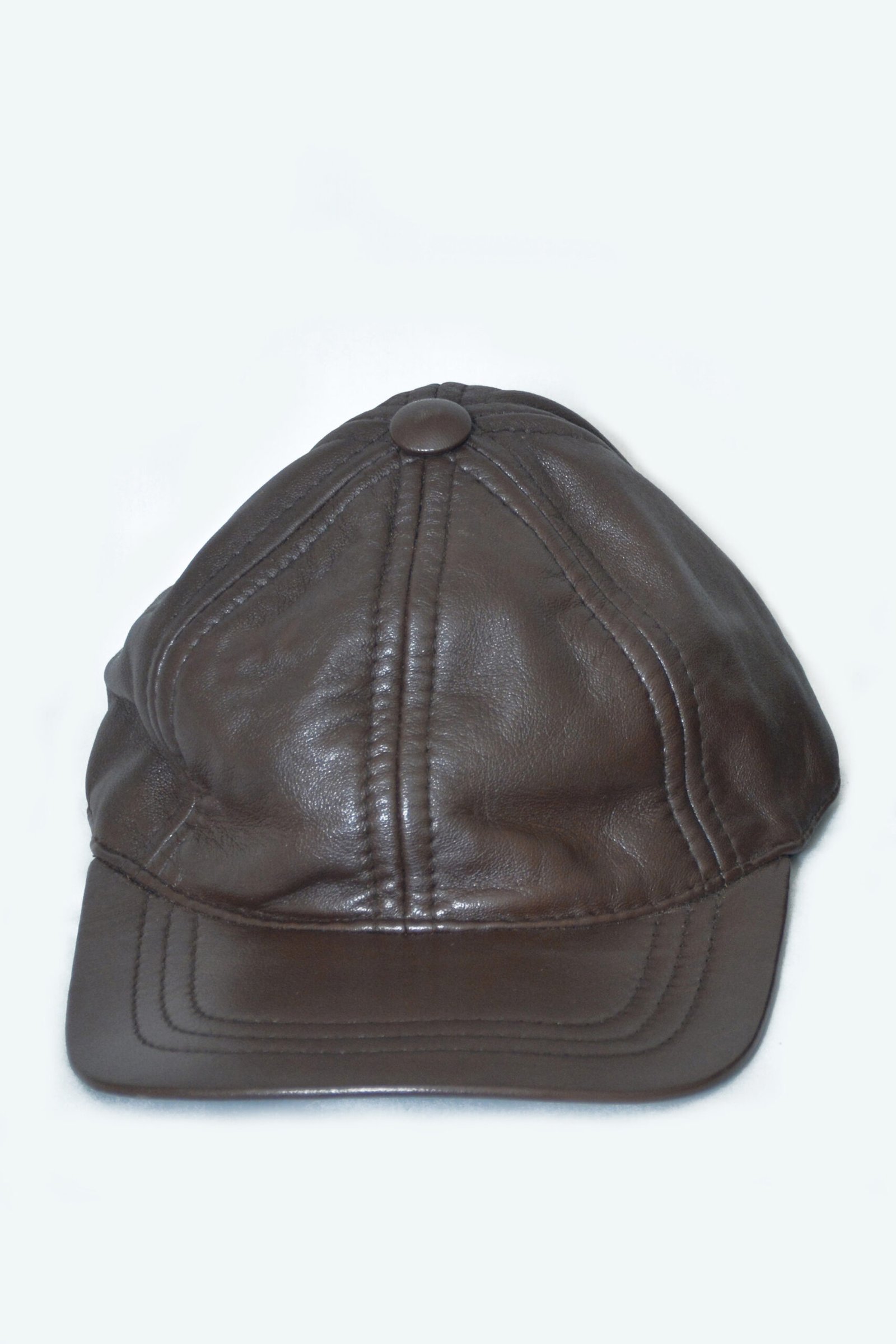 Unisex Genuine Leather Baseball Caps – Classic Black & Brown - Image 2