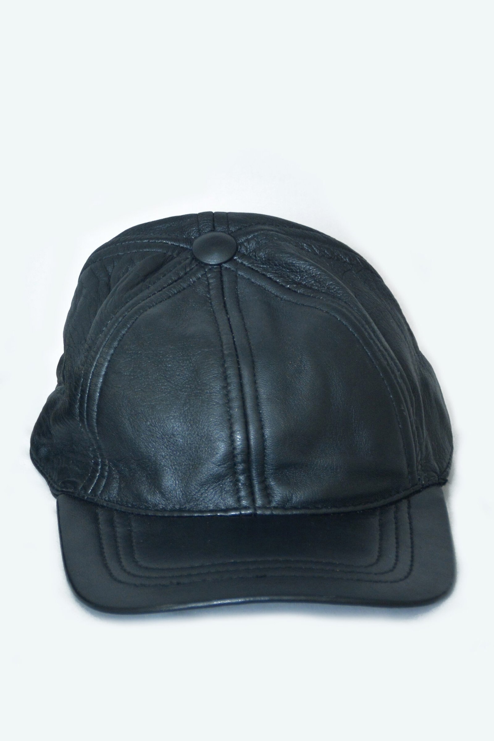 Unisex Genuine Leather Baseball Caps – Classic Black & Brown - Image 3
