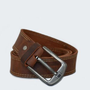 Premium Genuine Leather Belt for Men – Classic Brown with Metal Buckle
