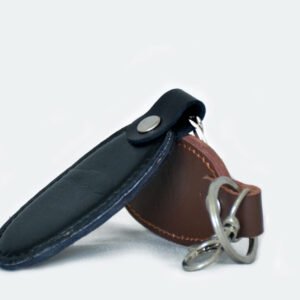 Dual-Tone Leather Keychain Set – Premium Black & Brown