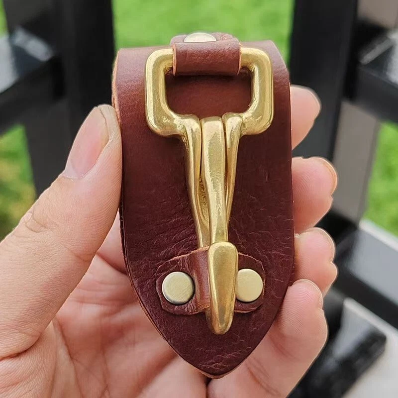 Handcrafted Leather Key Holder with Solid Brass Snap Hook - Image 4