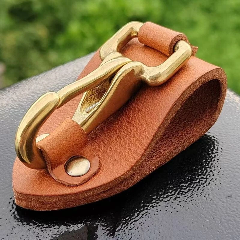 Handcrafted Leather Key Holder with Solid Brass Snap Hook - Image 6