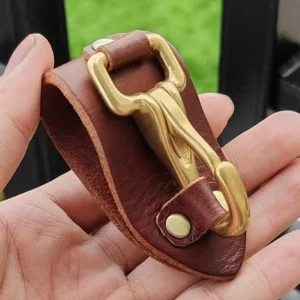 Handcrafted Leather Key Holder with Solid Brass Snap Hook