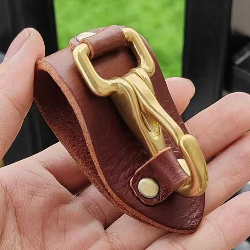 Handcrafted Leather Key Holder with Solid Brass Snap Hook
